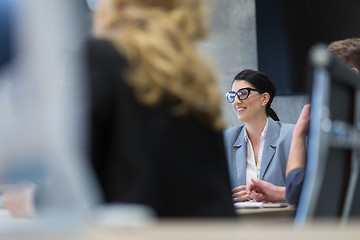 Image showing Startup Business Team At A Meeting at modern office building