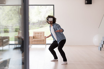 Image showing man using VR-headset glasses of virtual reality