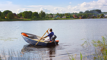 Image showing Summer Country Boat Trip On The Lake