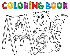 Image showing Coloring book painting dragon theme 2