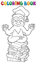 Image showing Coloring book sloth teacher