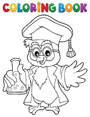 Image showing Coloring book chemistry owl teacher 1