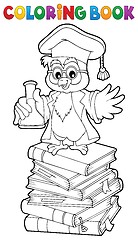 Image showing Coloring book chemistry owl teacher 2