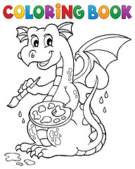 Image showing Coloring book painting dragon theme 1