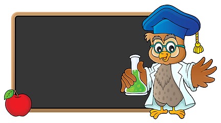 Image showing Owl teacher with chemical flask theme 3