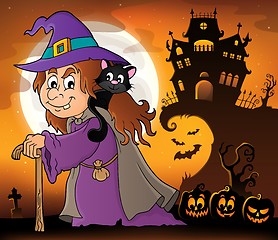 Image showing Witch with cat topic image 4