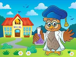 Image showing Owl teacher with chemical flask theme 4