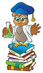 Image showing Owl teacher with chemical flask theme 2