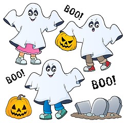 Image showing Kids in ghost costumes theme image 1