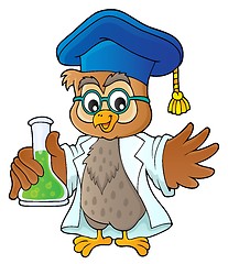 Image showing Owl teacher with chemical flask theme 1