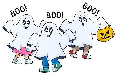 Image showing Kids in ghost costumes theme image 2