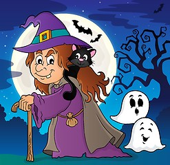 Image showing Witch with cat topic image 2