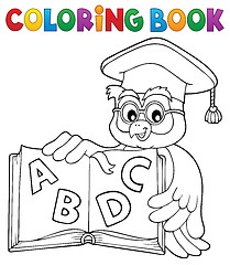 Image showing Coloring book owl teacher theme 4