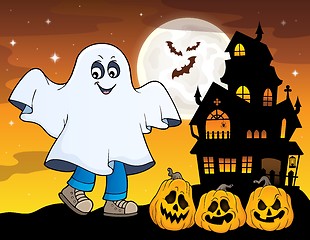 Image showing Boy in ghost costume theme image 1