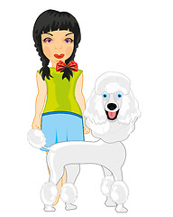 Image showing Girl teenager with dog of the sort poodle