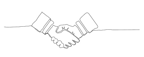 Image showing Handshake vector illustration on a white background. Continuous line drawing style.