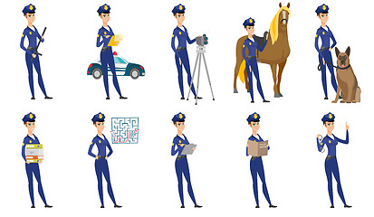 Image showing Vector set of police woman characters.