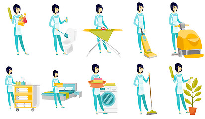 Image showing Vector set of illustrations with cleaner character