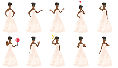 Image showing Vector set of illustrations with bride character.