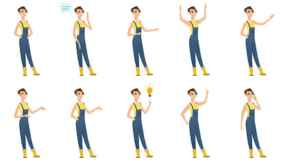 Image showing Vector set of illustrations of farmer characters.