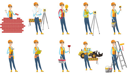 Image showing Vector set of builder characters.