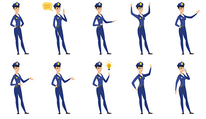 Image showing Vector set of police woman characters.