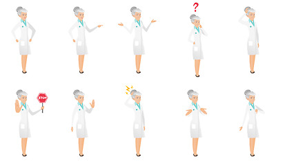 Image showing Senior caucasian doctor vector illustrations set.