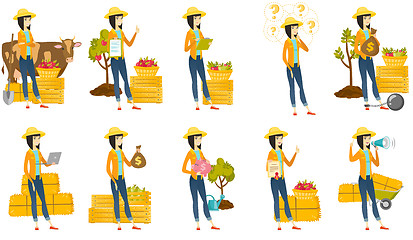 Image showing Vector set of illustrations with farmer characters