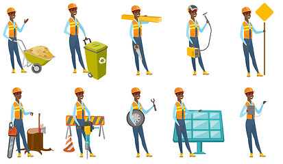 Image showing Vector set of builder characters.