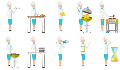 Image showing Senior caucasian chef vector illustrations set.