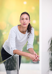 Image showing portrait of a young beautiful woman at home