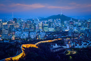 Image showing Seoul skyline in the night, South Korea.