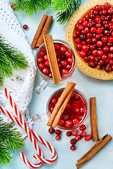 Image showing cranberry drink and berries