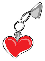 Image showing Cartoon red-heart keychain vector or color illustration