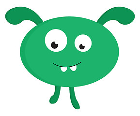 Image showing Green rabbit monster vector illusttration on white background