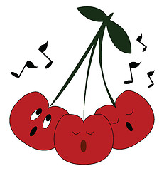 Image showing Charming bunch of cherries singing vector or color illustration