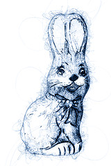 Image showing chocolate easter bunny ballpoint pen doodle