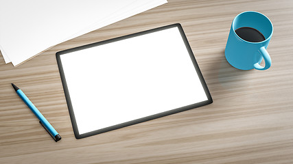 Image showing tablet pc at the table background