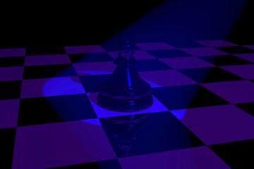 Image showing Blue pawn on chessboard