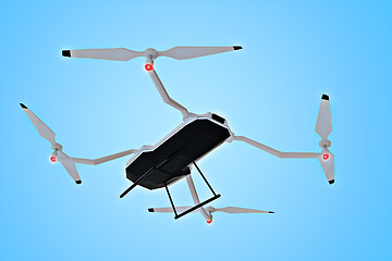 Image showing toy drone blue sky background 