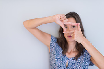 Image showing woman showing framing hand gesture