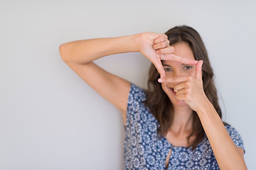 Image showing woman showing framing hand gesture