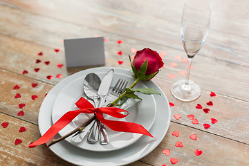 Image showing close up of table setting for valentines day