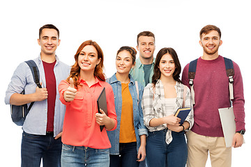 Image showing group of smiling students showing thumbs up