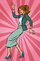 Image showing Dancing business woman. Disco dance club music