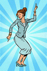 Image showing Dancing business woman. Disco dance club music