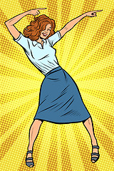 Image showing Dancing business woman. Disco dance club music