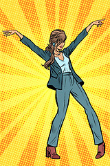 Image showing Dancing business woman. Disco dance club music