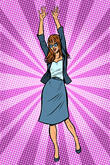 Image showing Dancing business woman. Disco dance club music