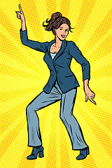 Image showing Dancing business woman. Disco dance club music